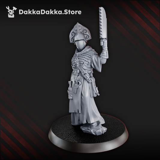 Imperial Army Ada the Sawbones, Imperial Army proxy miniature, 28mm heroic scale unpainted resin, view 4