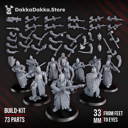 Imperial Army Holy Steel Battalion (Build Kit), Imperial Army proxy miniature, 28mm heroic scale unpainted resin, view 2