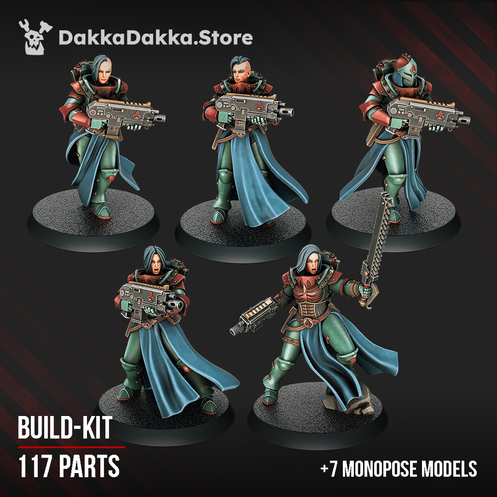 Battle Sisters Sisters of Minor Guilt (Build Kit), Battle Sisters proxy miniature, 28mm heroic scale unpainted resin
