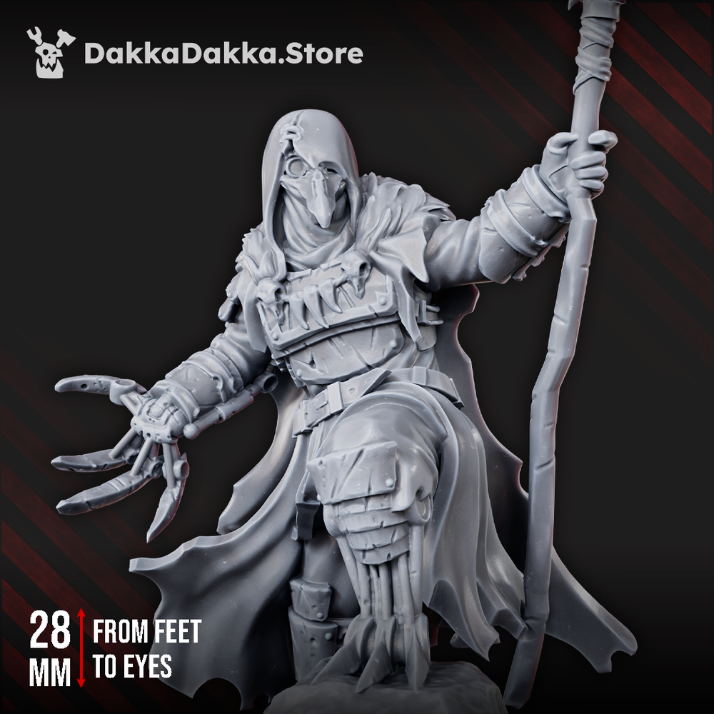 Bloodthirsty Knights Hezur, Priest of Gore, Bloodthirsty Knights proxy miniature, 28mm heroic scale unpainted resin
