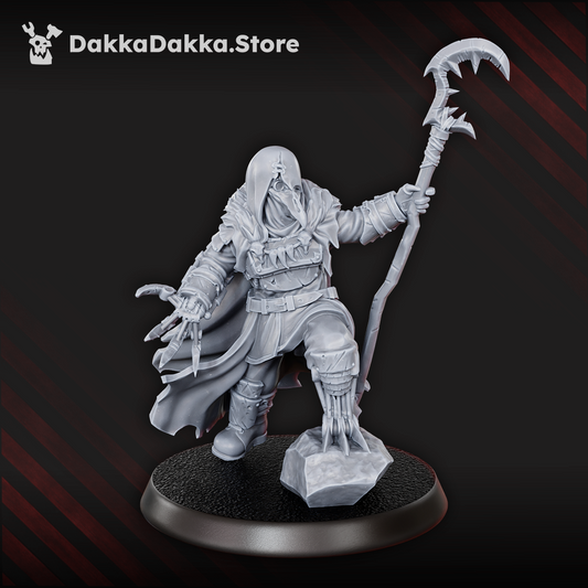 Bloodthirsty Knights Hezur, Priest of Gore, Bloodthirsty Knights proxy miniature, 28mm heroic scale unpainted resin, view 2