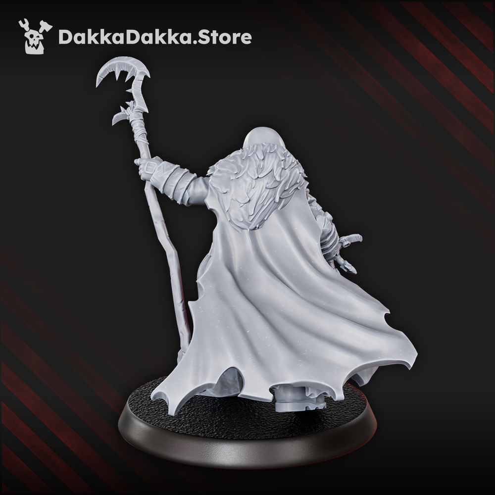 Bloodthirsty Knights Hezur, Priest of Gore, Bloodthirsty Knights proxy miniature, 28mm heroic scale unpainted resin, view 3
