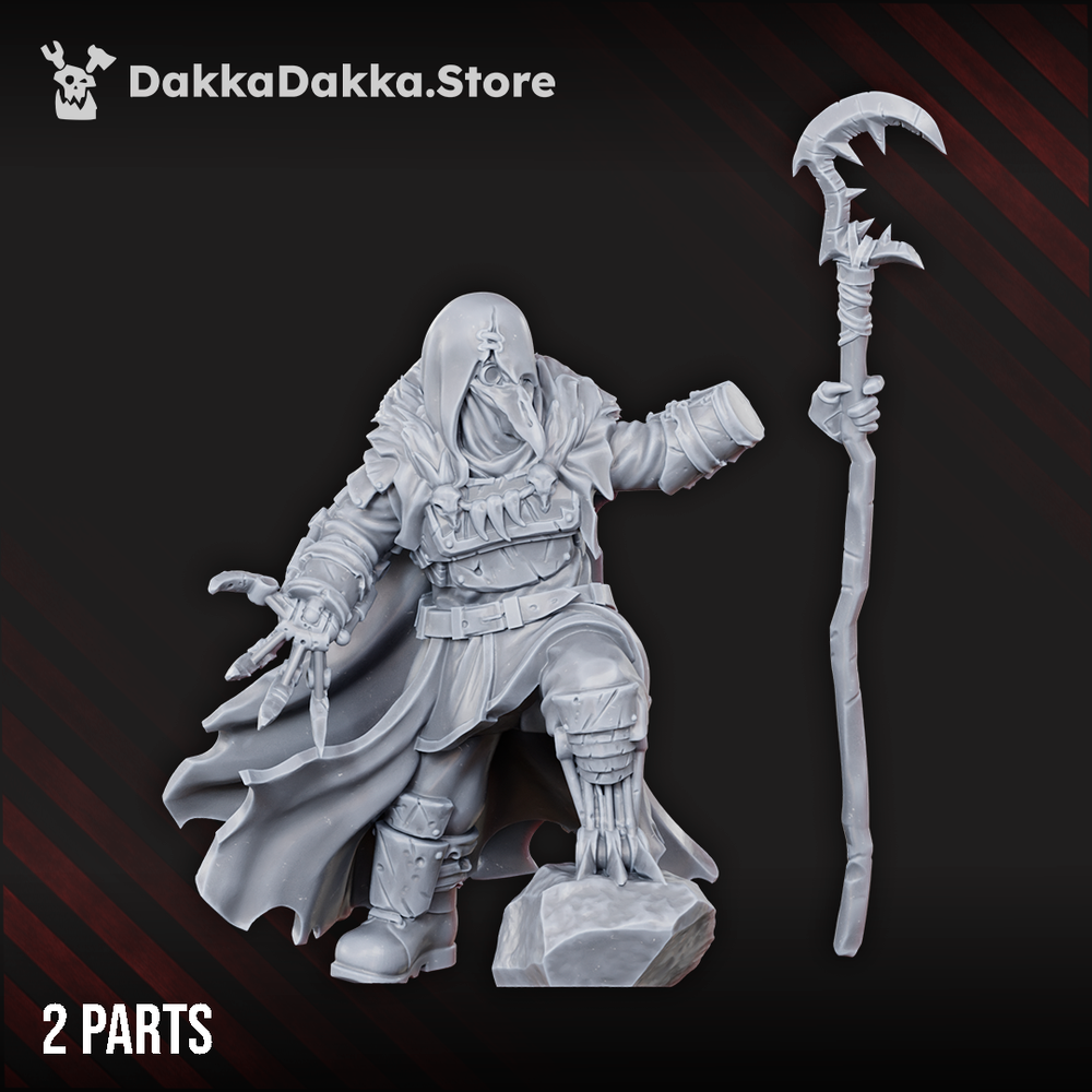 Bloodthirsty Knights Hezur, Priest of Gore, Bloodthirsty Knights proxy miniature, 28mm heroic scale unpainted resin, view 4
