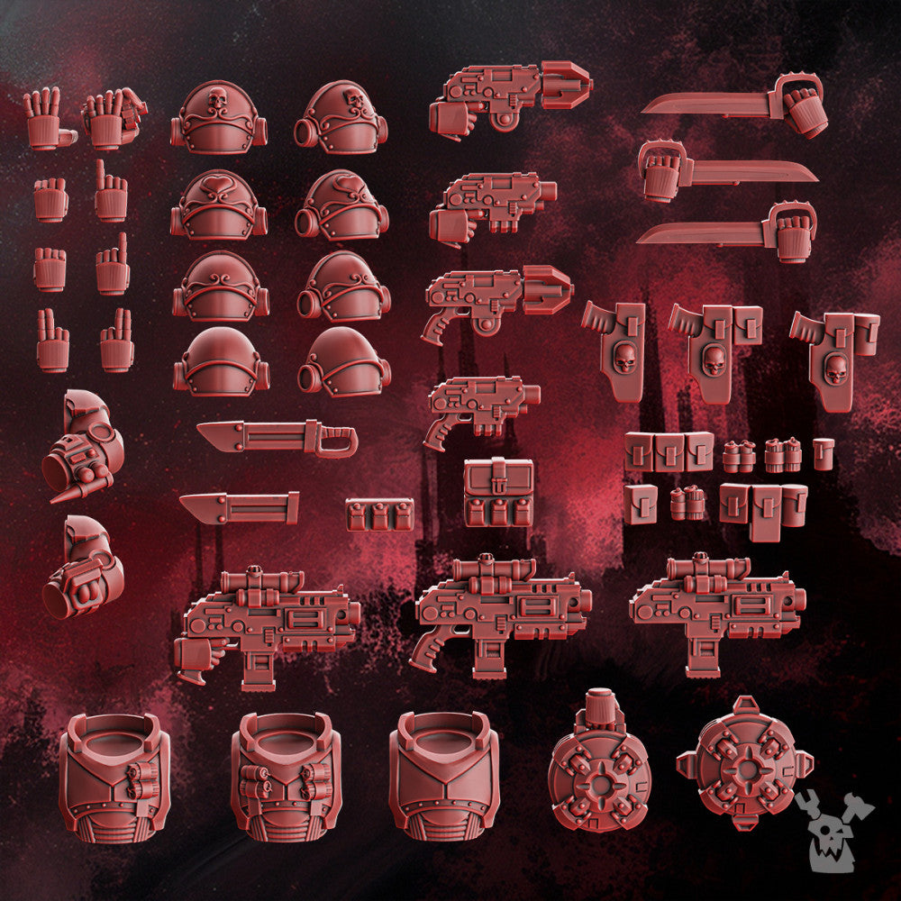 Crimson Knights Wings Recon Squad (Build-Kit & Easy-to-Build Models), Crimson Knights proxy miniature, 28mm heroic scale