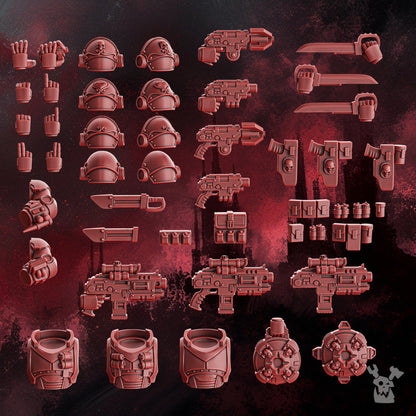 Crimson Knights Wings Recon Squad (Build-Kit & Easy-to-Build Models), Crimson Knights proxy miniature, 28mm heroic scale