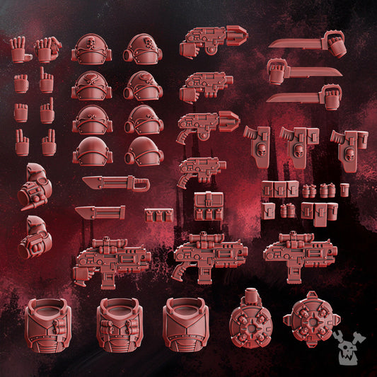 Crimson Knights Wings Recon Squad (Build-Kit & Easy-to-Build Models), Crimson Knights proxy miniature, 28mm heroic scale