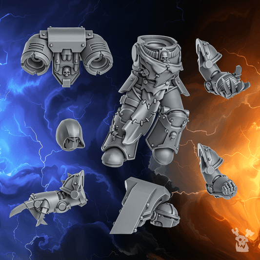 Dark Space Knights Noctis Horrors Justiciar, Dark Space Knights proxy miniature, 28mm heroic scale unpainted resin