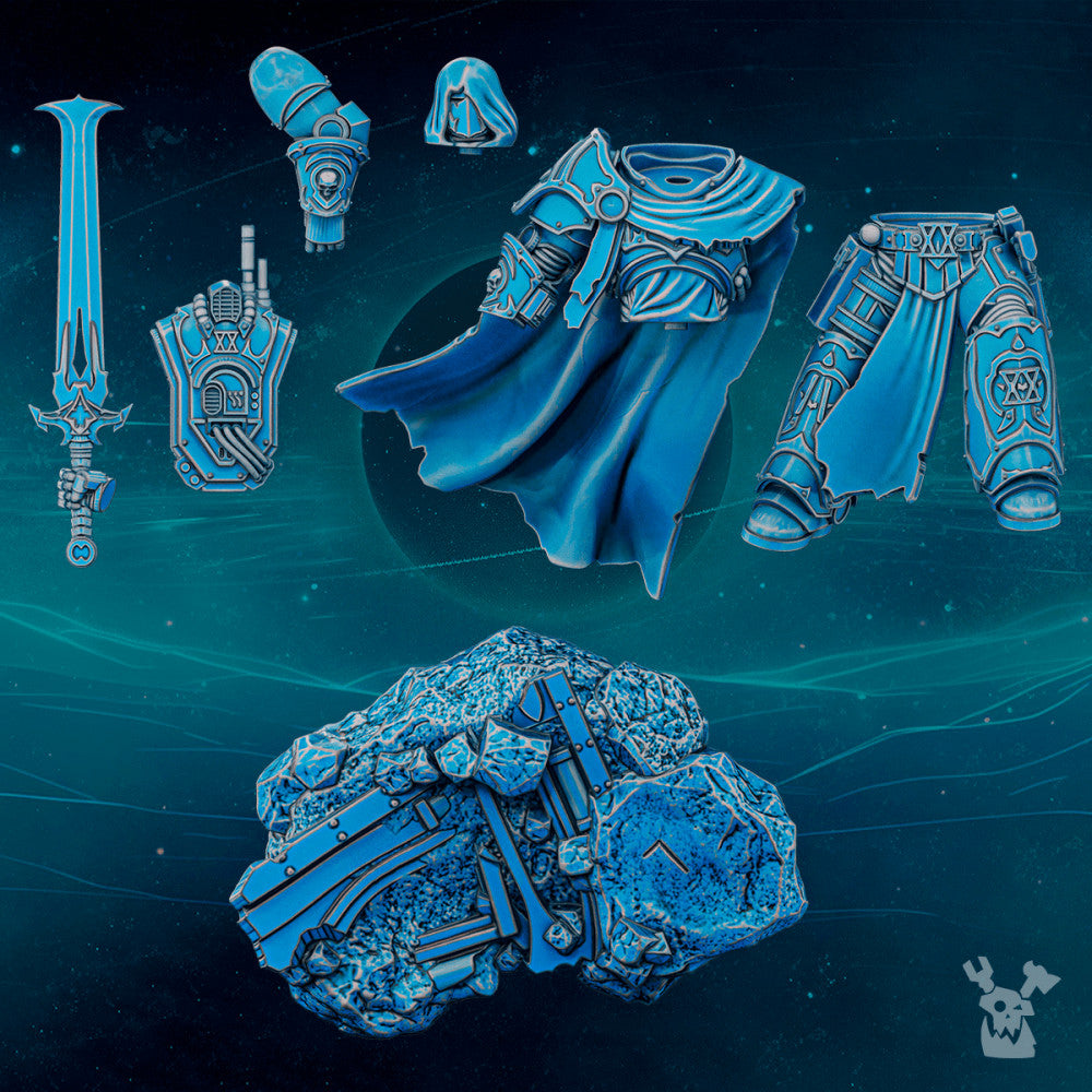 Dark Space Knights Omegor the Second Twin, Dark Space Knights proxy miniature, 28mm heroic scale unpainted resin, view 2