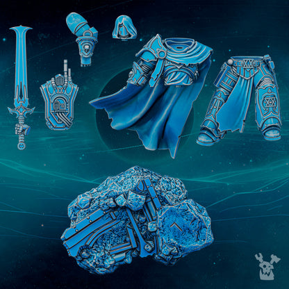 Dark Space Knights Omegor the Second Twin, Dark Space Knights proxy miniature, 28mm heroic scale unpainted resin, view 2