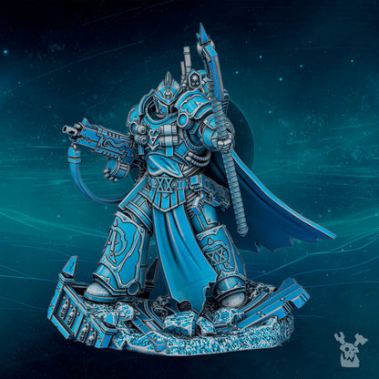 Dark Space Knights Scylla Alfarat the First Twin, Dark Space Knights proxy miniature, 28mm heroic scale unpainted resin