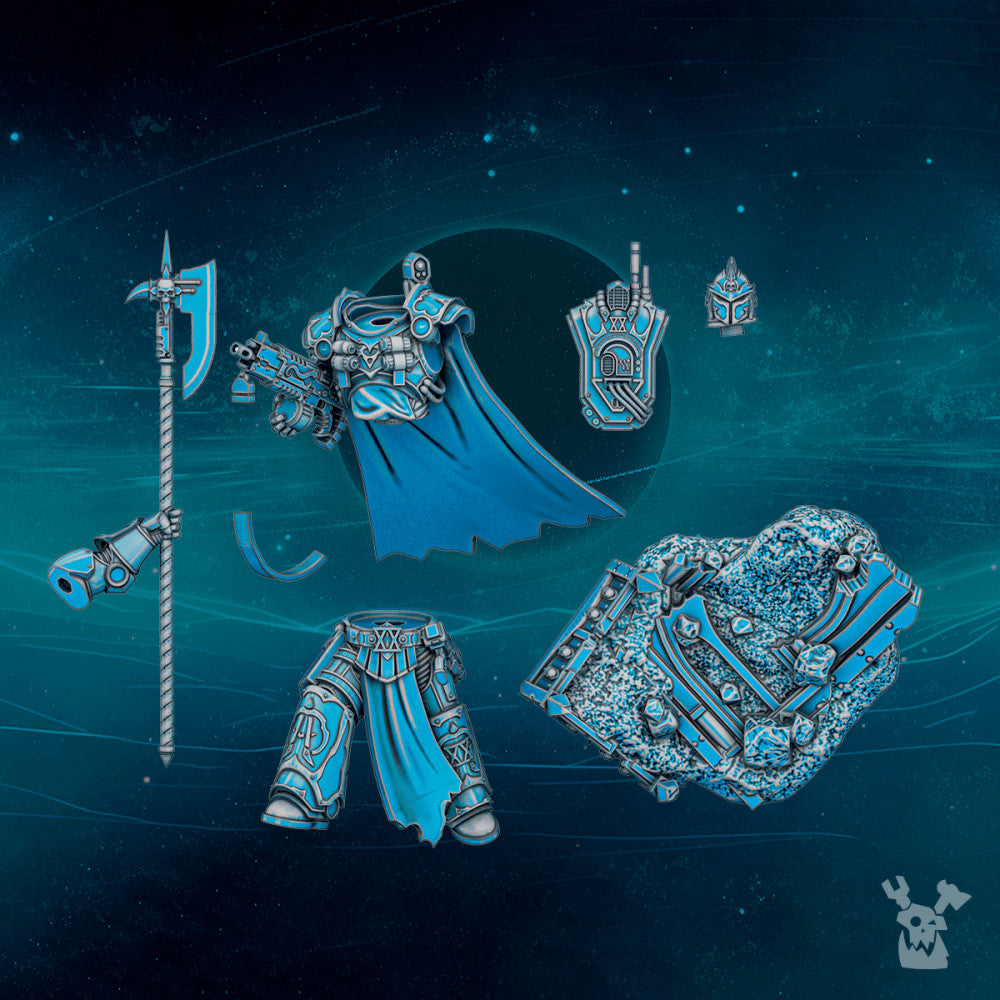 Dark Space Knights Scylla Alfarat the First Twin, Dark Space Knights proxy miniature, 28mm heroic scale unpainted, view 2