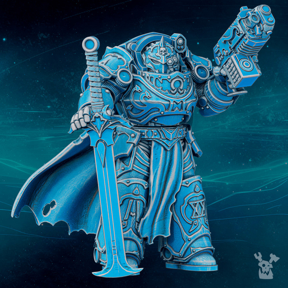 Dark Space Knights Scylla Commander Banesword, Dark Space Knights proxy miniature, 28mm heroic scale unpainted resin