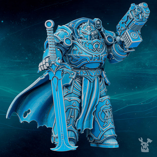 Dark Space Knights Scylla Commander Banesword, Dark Space Knights proxy miniature, 28mm heroic scale unpainted resin
