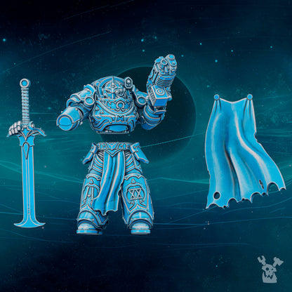Dark Space Knights Scylla Commander Banesword, Dark Space Knights proxy miniature, 28mm heroic scale unpainted resin, view 4