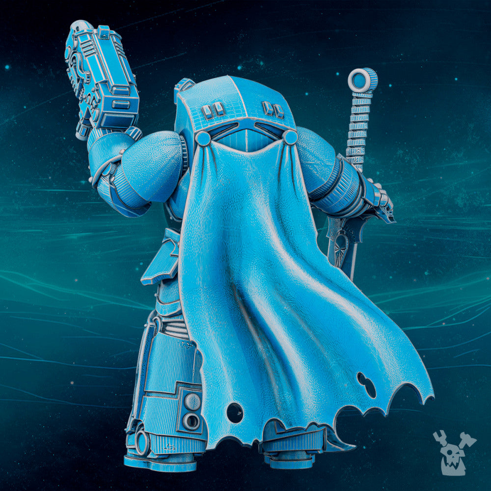 Dark Space Knights Scylla Commander Banesword, Dark Space Knights proxy miniature, 28mm heroic scale unpainted resin, view 5