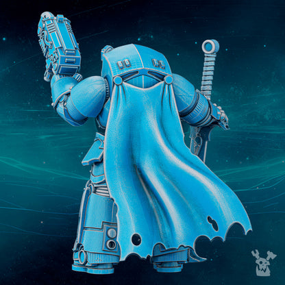 Dark Space Knights Scylla Commander Banesword, Dark Space Knights proxy miniature, 28mm heroic scale unpainted resin, view 5