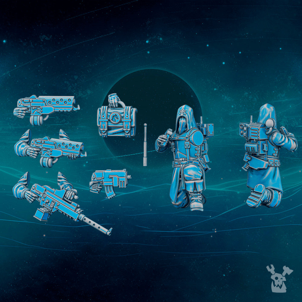 Dark Space Knights Scylla Cultists (Build Kit), Dark Space Knights proxy miniature, 28mm heroic scale unpainted resin, view 4