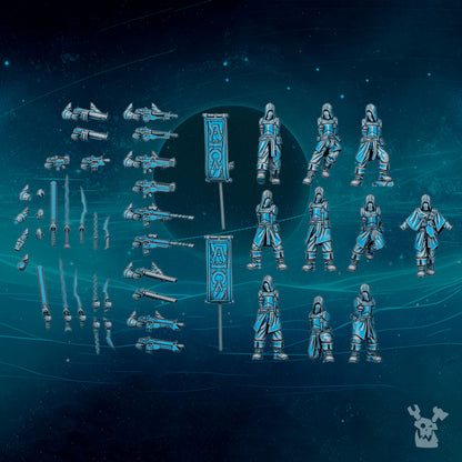 Dark Space Knights Scylla Cultists (Build Kit), Dark Space Knights proxy miniature, 28mm heroic scale unpainted resin, view 6