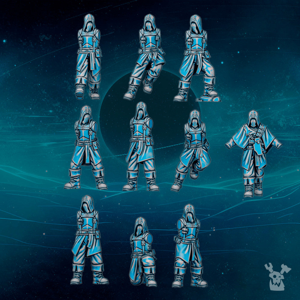 Dark Space Knights Scylla Cultists (Build Kit), Dark Space Knights proxy miniature, 28mm heroic scale unpainted resin, view 7