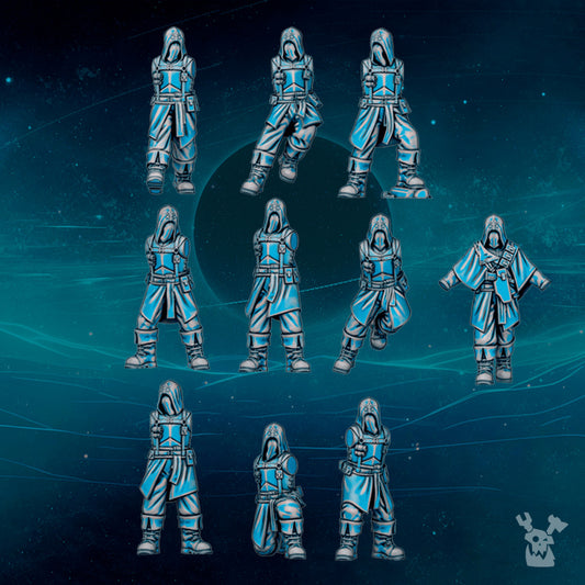 Dark Space Knights Scylla Cultists (Build Kit), Dark Space Knights proxy miniature, 28mm heroic scale unpainted resin, view 7