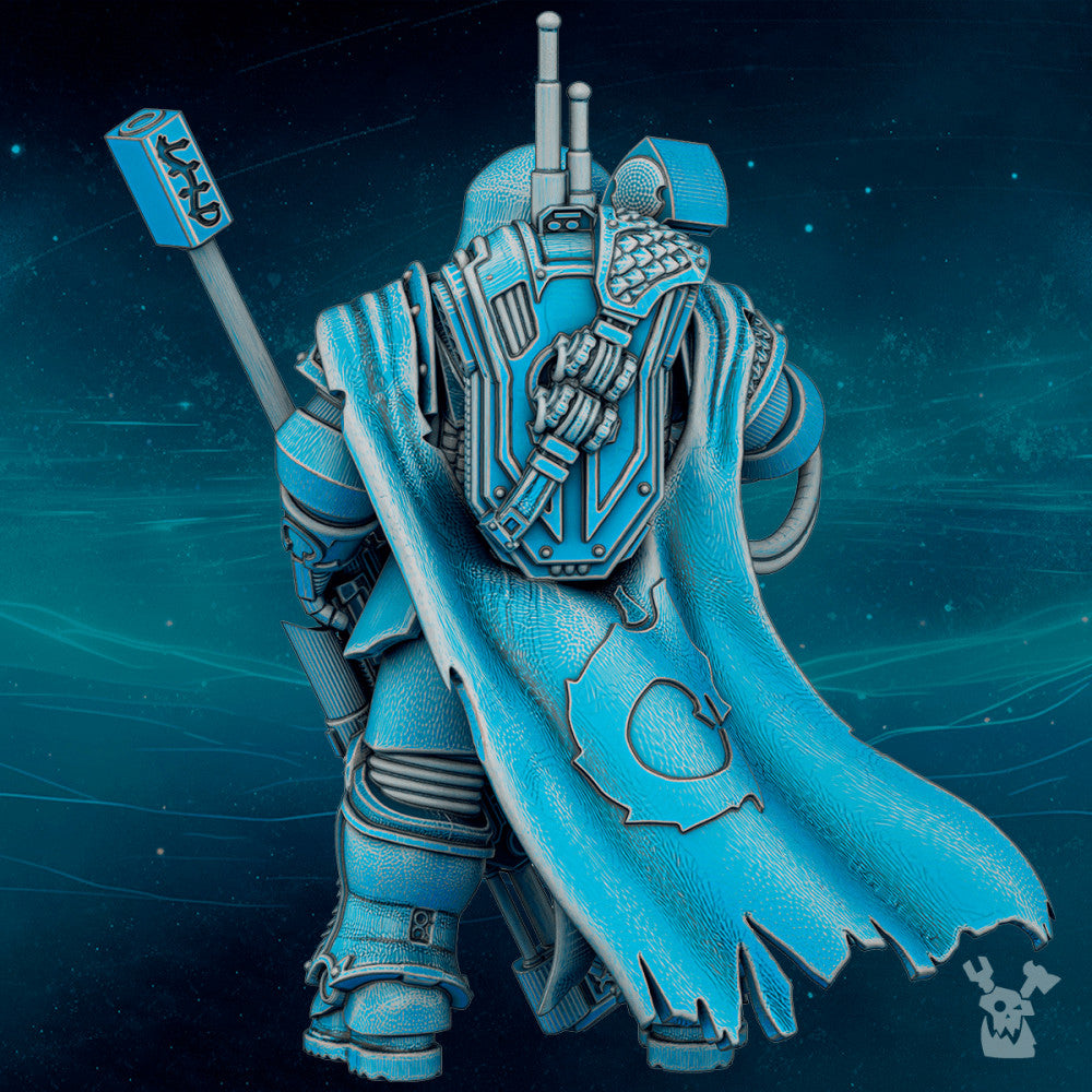 Dark Space Knights Scylla Exod the Quiet, Dark Space Knights proxy miniature, 28mm heroic scale unpainted resin, view 2