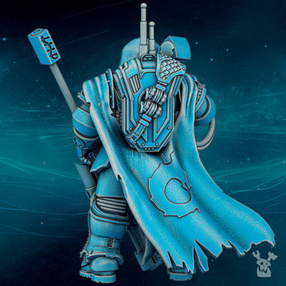 Dark Space Knights Scylla Exod the Quiet, Dark Space Knights proxy miniature, 28mm heroic scale unpainted resin, view 2