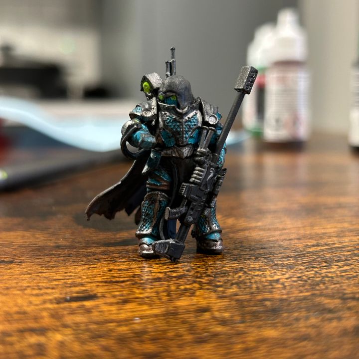 Dark Space Knights Scylla Exod the Quiet, Dark Space Knights proxy miniature, 28mm heroic scale unpainted resin, view 5