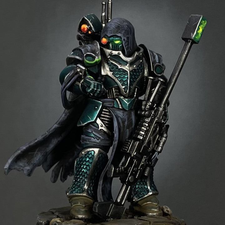Dark Space Knights Scylla Exod the Quiet, Dark Space Knights proxy miniature, 28mm heroic scale unpainted resin, view 8