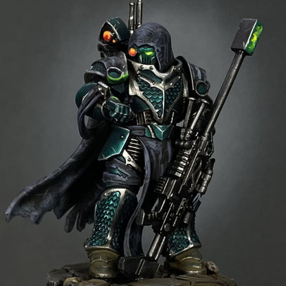 Dark Space Knights Scylla Exod the Quiet, Dark Space Knights proxy miniature, 28mm heroic scale unpainted resin, view 8