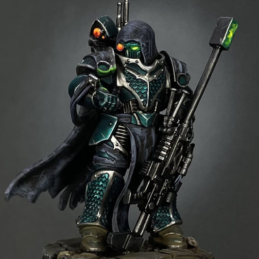 Dark Space Knights Scylla Exod the Quiet, Dark Space Knights proxy miniature, 28mm heroic scale unpainted resin, view 8