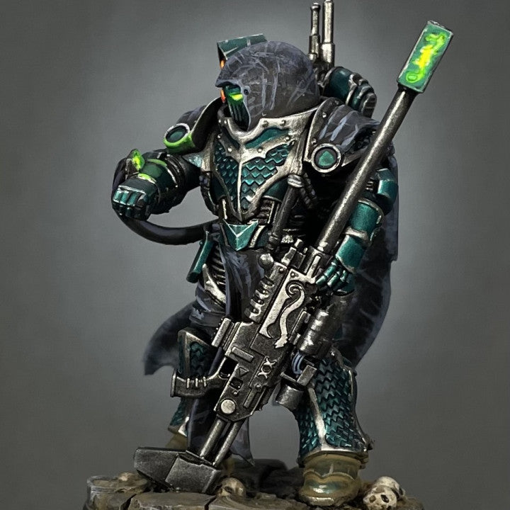 Dark Space Knights Scylla Exod the Quiet, Dark Space Knights proxy miniature, 28mm heroic scale unpainted resin, view 9