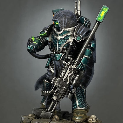 Dark Space Knights Scylla Exod the Quiet, Dark Space Knights proxy miniature, 28mm heroic scale unpainted resin, view 9