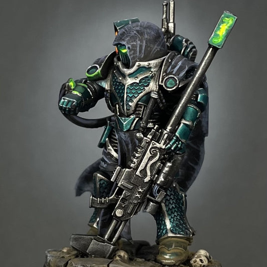 Dark Space Knights Scylla Exod the Quiet, Dark Space Knights proxy miniature, 28mm heroic scale unpainted resin, view 9