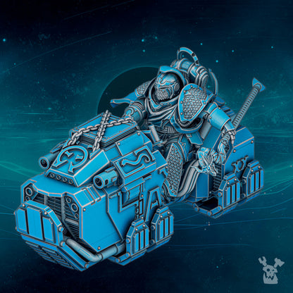 Imperial Army Scylla Mage on Bike, Imperial Army proxy miniature, 28mm heroic scale unpainted resin