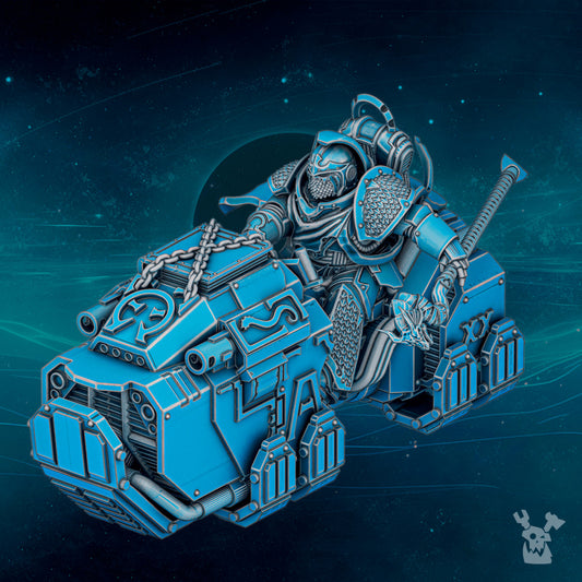 Imperial Army Scylla Mage on Bike, Imperial Army proxy miniature, 28mm heroic scale unpainted resin