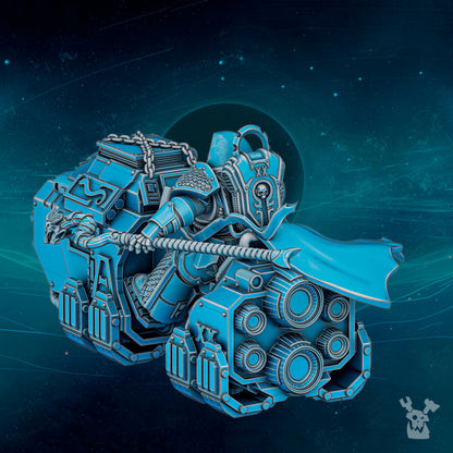 Imperial Army Scylla Mage on Bike, Imperial Army proxy miniature, 28mm heroic scale unpainted resin, view 2