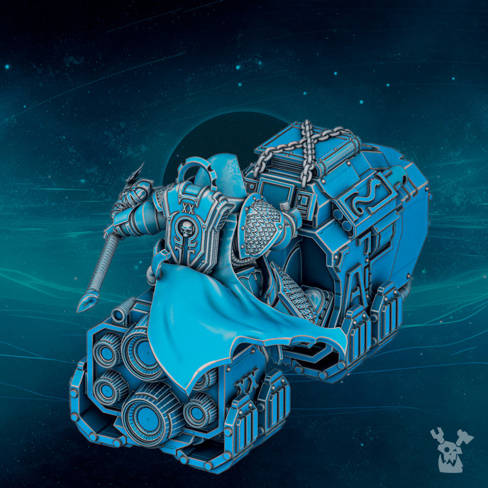 Imperial Army Scylla Mage on Bike, Imperial Army proxy miniature, 28mm heroic scale unpainted resin, view 4