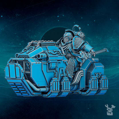 Imperial Army Scylla Mage on Bike, Imperial Army proxy miniature, 28mm heroic scale unpainted resin, view 6