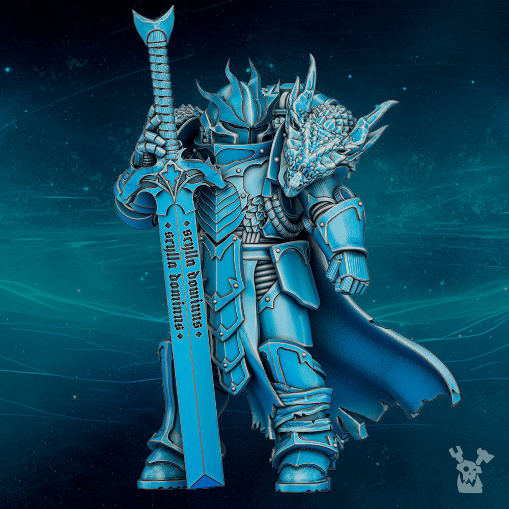 Dark Space Knights Scylla Pharacrit Dragonborn Lord, Dark Space Knights proxy miniature, 28mm heroic scale unpainted resin