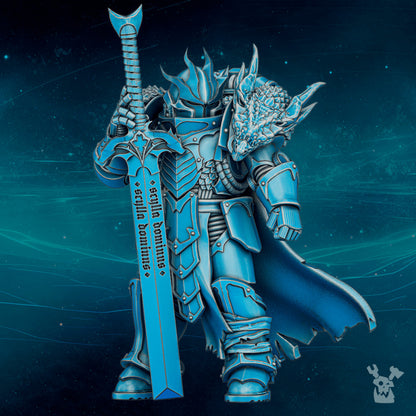 Dark Space Knights Scylla Pharacrit Dragonborn Lord, Dark Space Knights proxy miniature, 28mm heroic scale unpainted resin