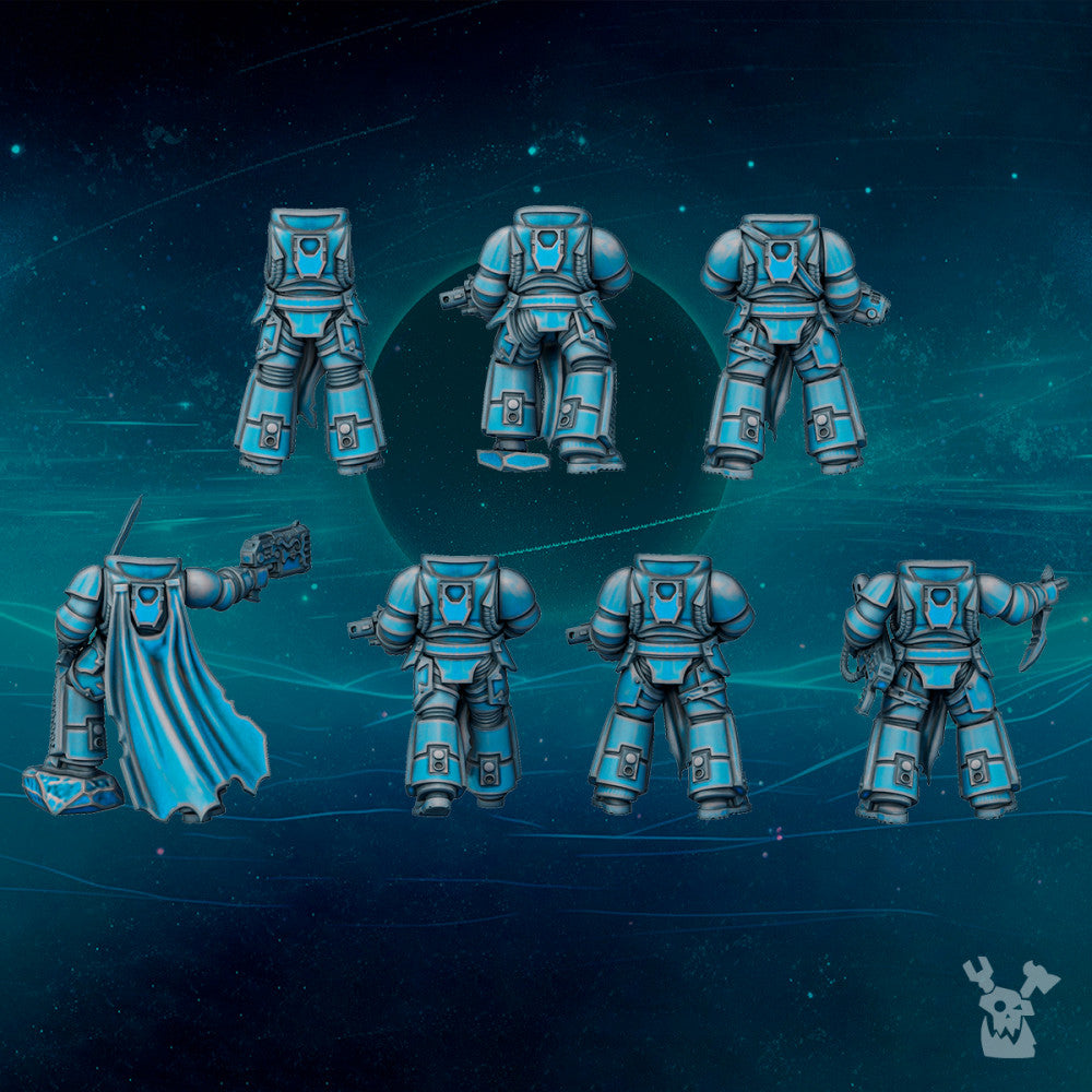 Dark Space Knights Scylla Squad (Build Kit), Dark Space Knights proxy miniature, 28mm heroic scale unpainted resin