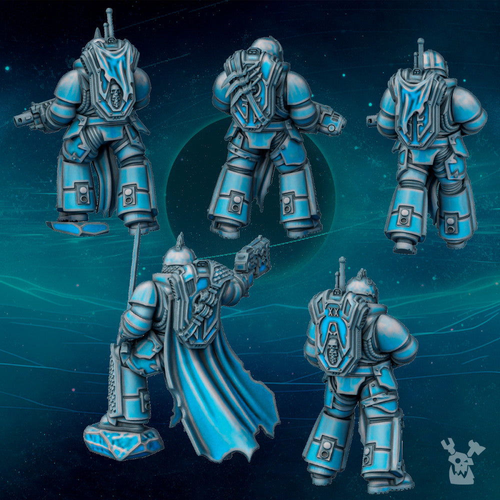 Dark Space Knights Scylla Squad (Build Kit), Dark Space Knights proxy miniature, 28mm heroic scale unpainted resin, view 2
