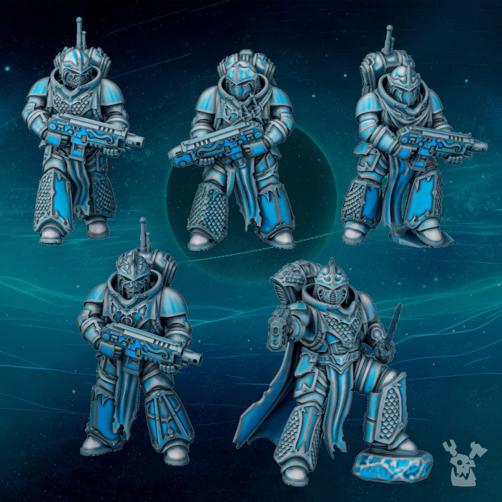 Dark Space Knights Scylla Squad (Build Kit), Dark Space Knights proxy miniature, 28mm heroic scale unpainted resin, view 3