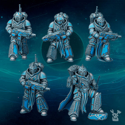 Dark Space Knights Scylla Squad (Build Kit), Dark Space Knights proxy miniature, 28mm heroic scale unpainted resin, view 3