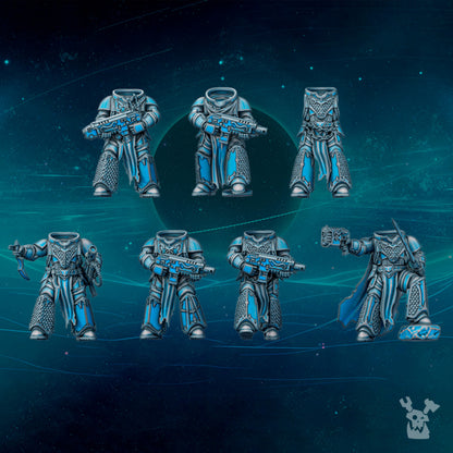 Dark Space Knights Scylla Squad (Build Kit), Dark Space Knights proxy miniature, 28mm heroic scale unpainted resin, view 10