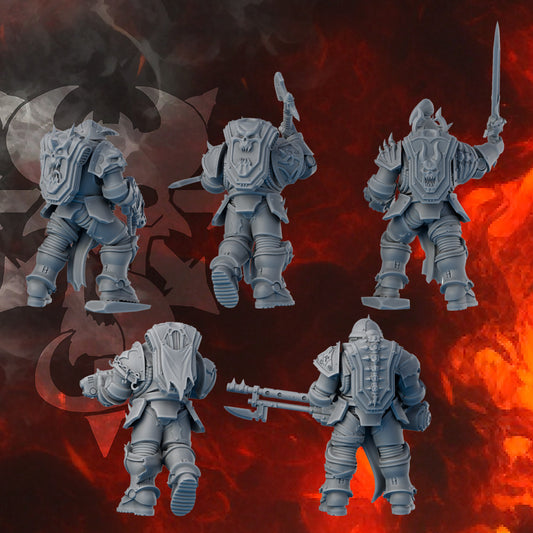Dark Space Knights Traitors Squad (Build Kit), Dark Space Knights proxy miniature, 28mm heroic scale unpainted resin, view 4