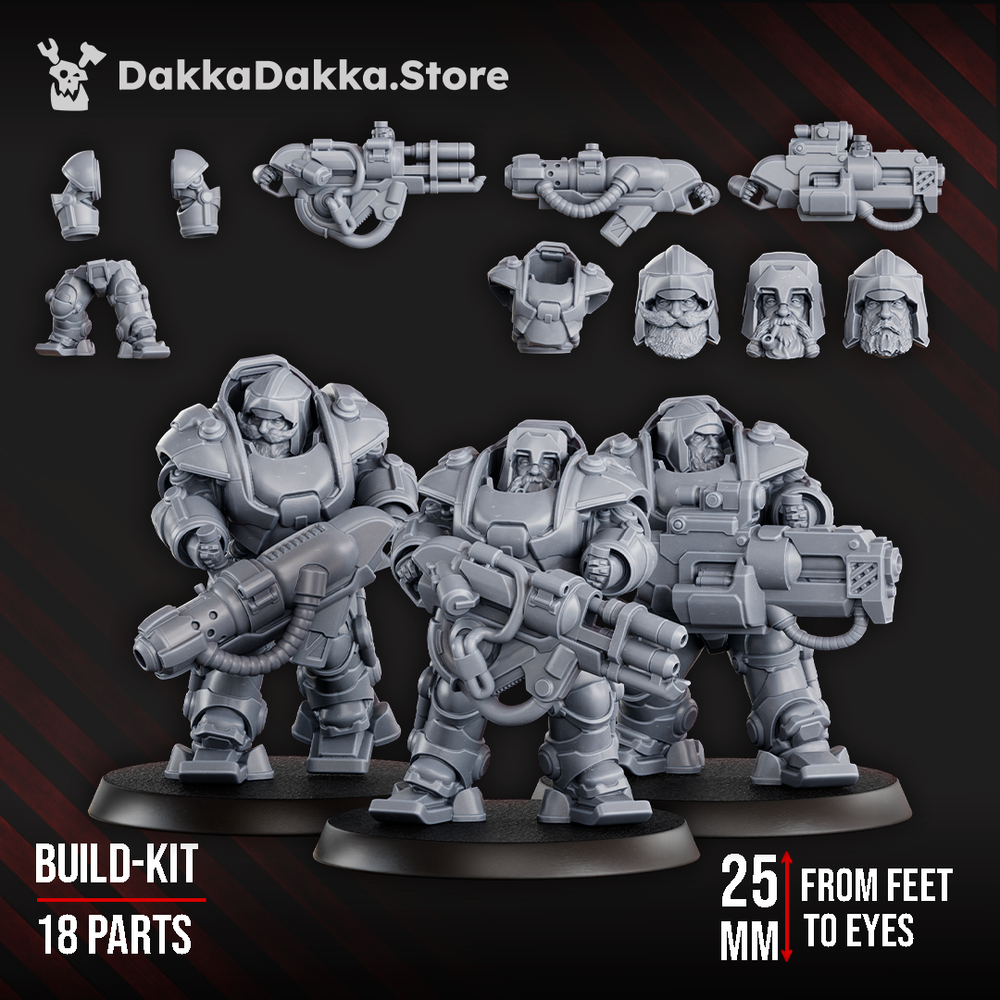 Space Dwarf Flameheart Guardians, Space Dwarf proxy miniature, 28mm heroic scale unpainted resin