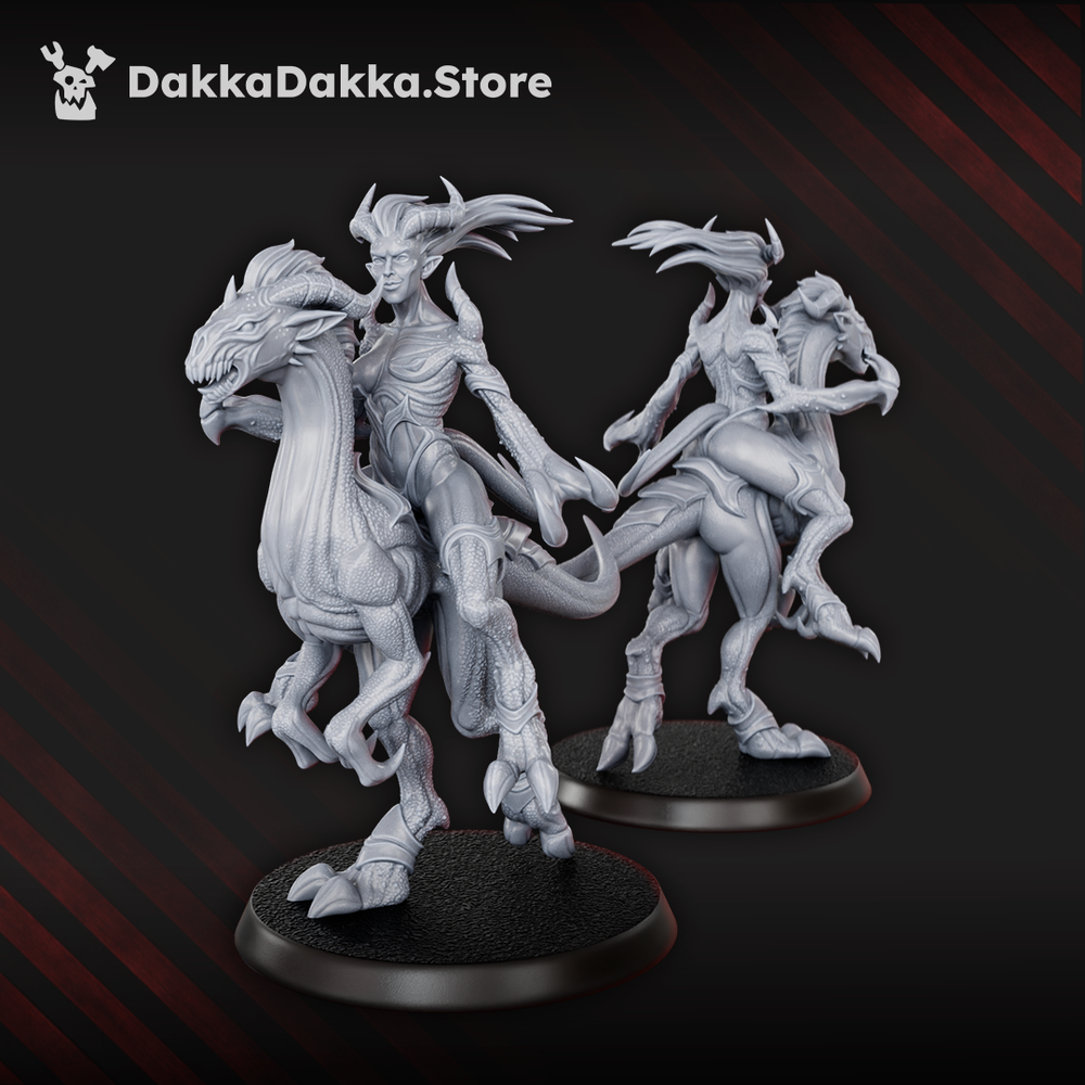 Hellspawn Daemons of Lust Dino Riders (11 Units), Hellspawn proxy miniature, 28mm heroic scale unpainted resin