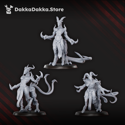 Hellspawn Daemons of Lust Fiends x3 (3 Units), Hellspawn proxy miniature, 28mm heroic scale unpainted resin, view 4