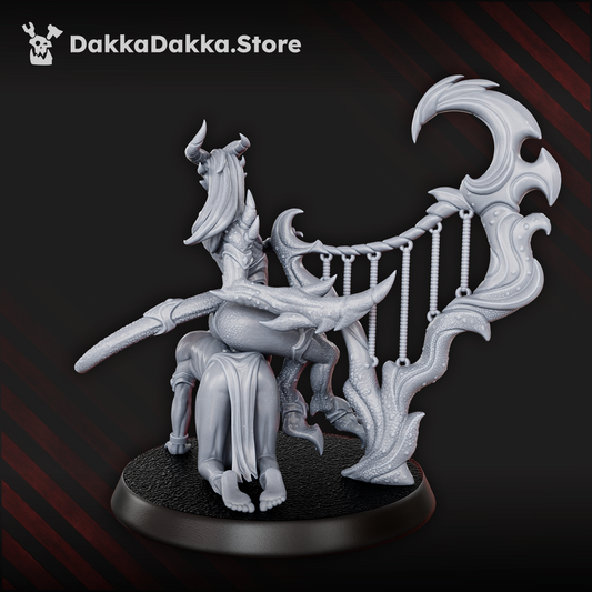 Hellspawn Daemons of Lust Infernal Harpist, Hellspawn proxy miniature, 28mm heroic scale unpainted resin